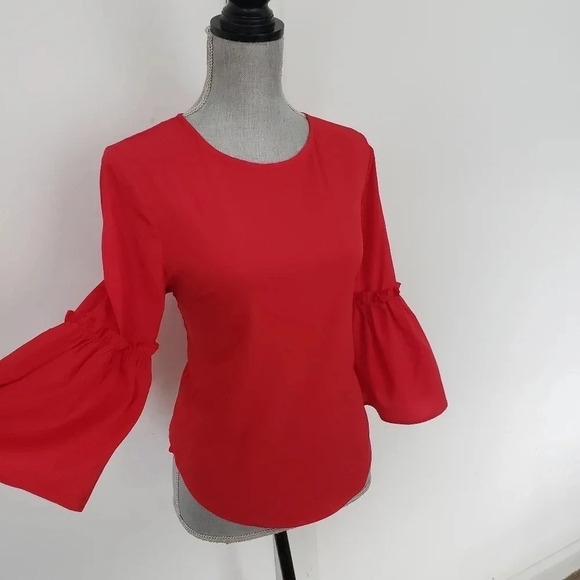 KONTROL Contemporary Women's Red Long Bell Sleeve - Picture 6 of 10